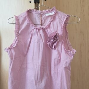1901 Light Pink Ruffle Accent Blouse